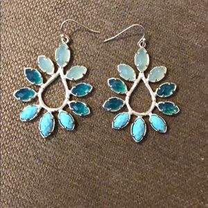 Blue and green dangle earrings